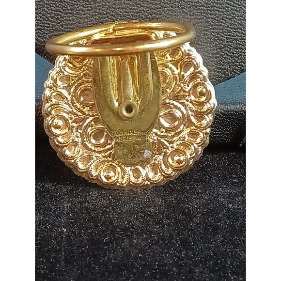 Vintage Floral Ceramic Scarf Clip Western Germany Gold Toned - Picture 3 of 6